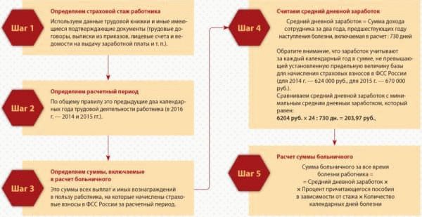 Расчет стажа работы по больничному листу